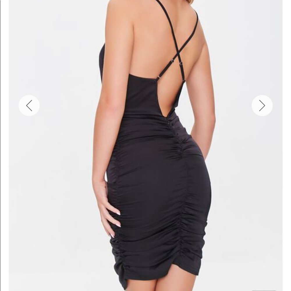 Ruched Satin Mini Dress